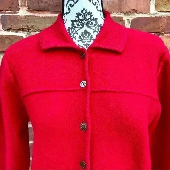 KAREN SCOTT 100% Wool Australian Button Long Sleeve Cardigan Sweater Size M - Picture 2 of 8